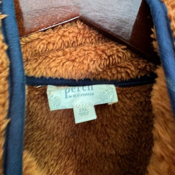 Perch Blue Pepper Faux Sherpa Womens Plus 2X Vest Brown NWOT - Picture 2 of 9